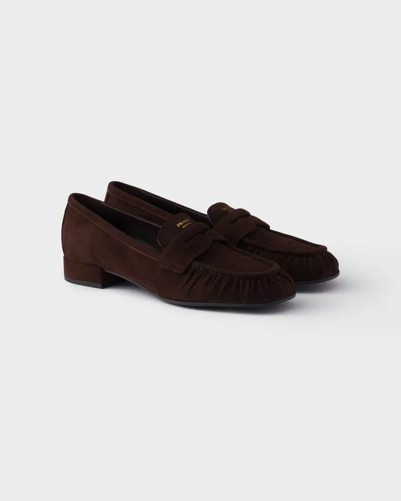 Prada Loafer aus Wildleder Dunkelbraun