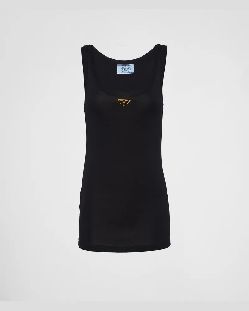 Prada Tanktop aus Jersey-Rippstrick Schwarz