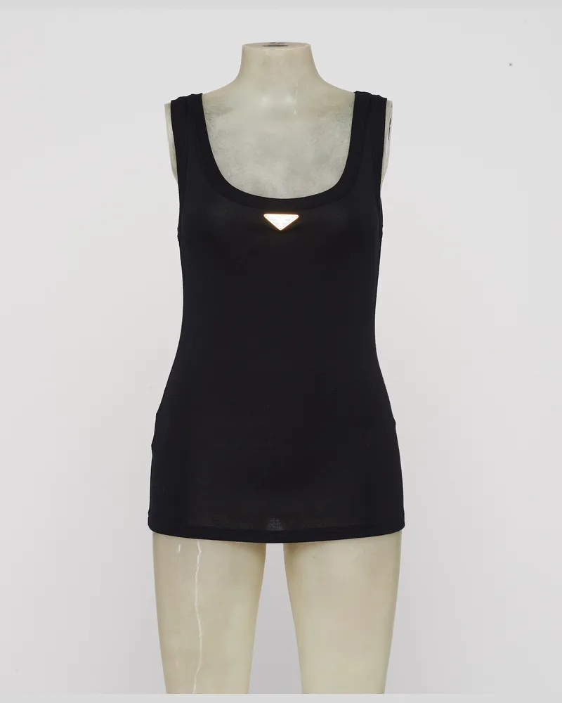 Prada Tanktop Aus Jersey-rippstrick, Damen, Schwarz, Größe Schwarz