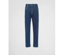 Mom Fit Five-Pocket-Jeans aus Indigo Denim