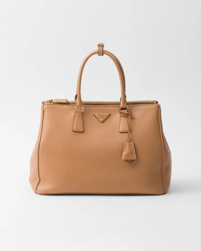 Prada Große  Galleria Tasche aus Leder Natur