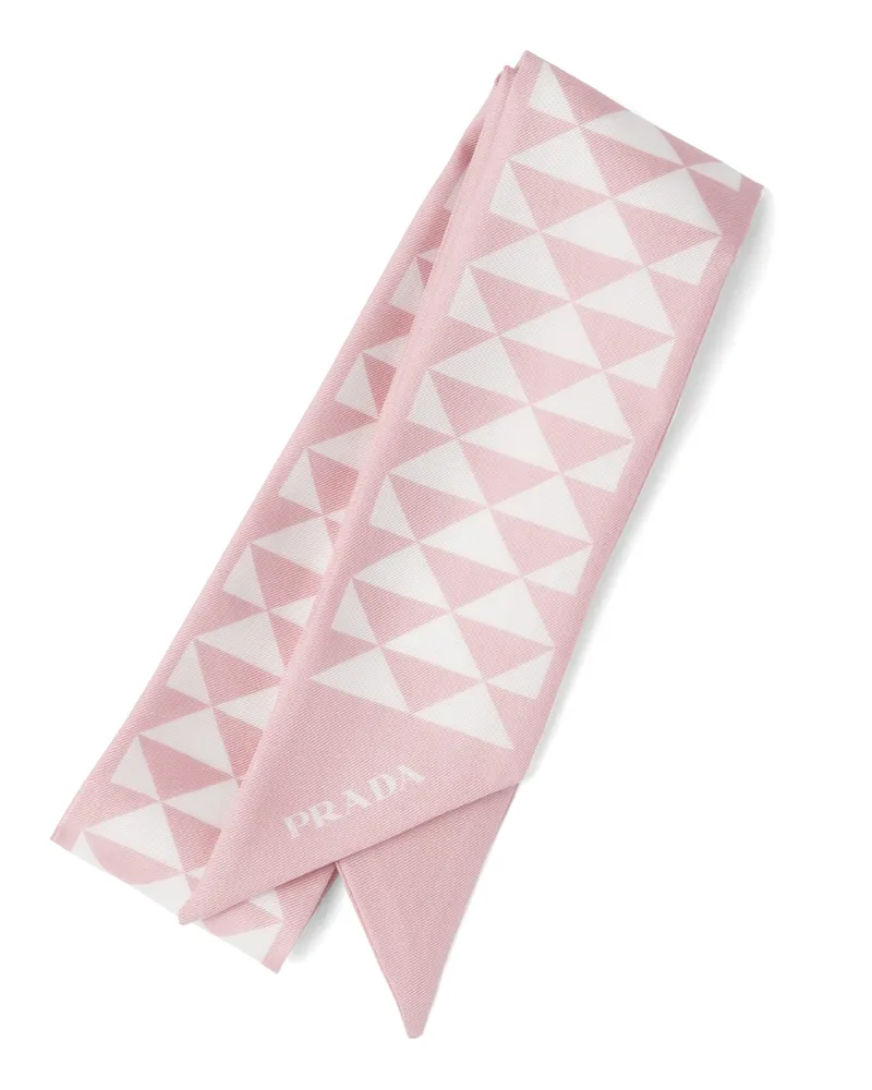 Prada Bedruckte Krawatte Aus Seide, Damen, Alabaster/weiss Alabaster