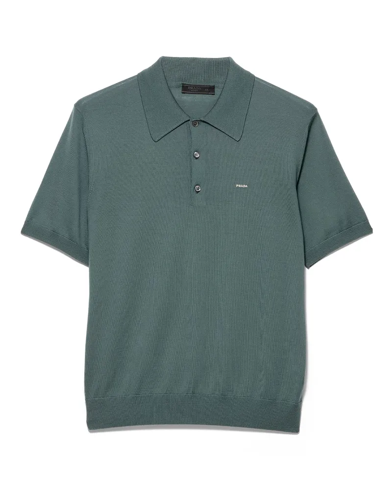 Prada Poloshirt Aus Superfine-wool, Herren, Salbeigrün, Größe Salbeigrün
