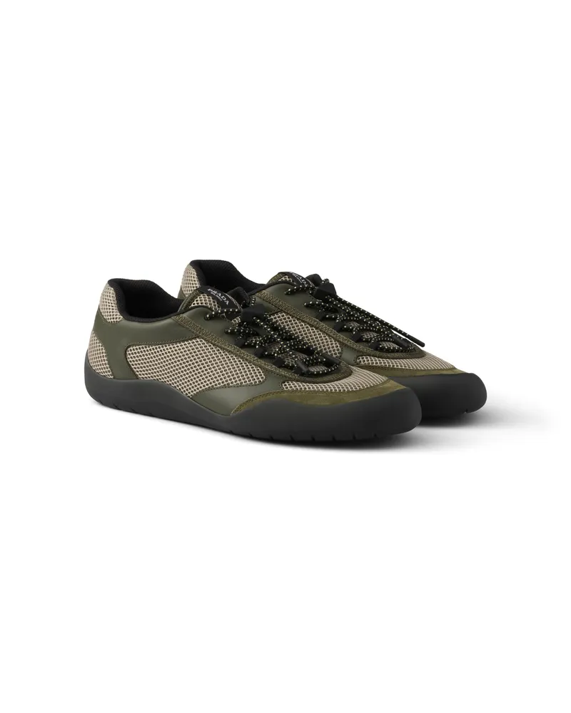 Prada Speedrock Sneaker Aus Leder Und Mesh, Herren, Waldgrün, Größe 9,5 Waldgrün