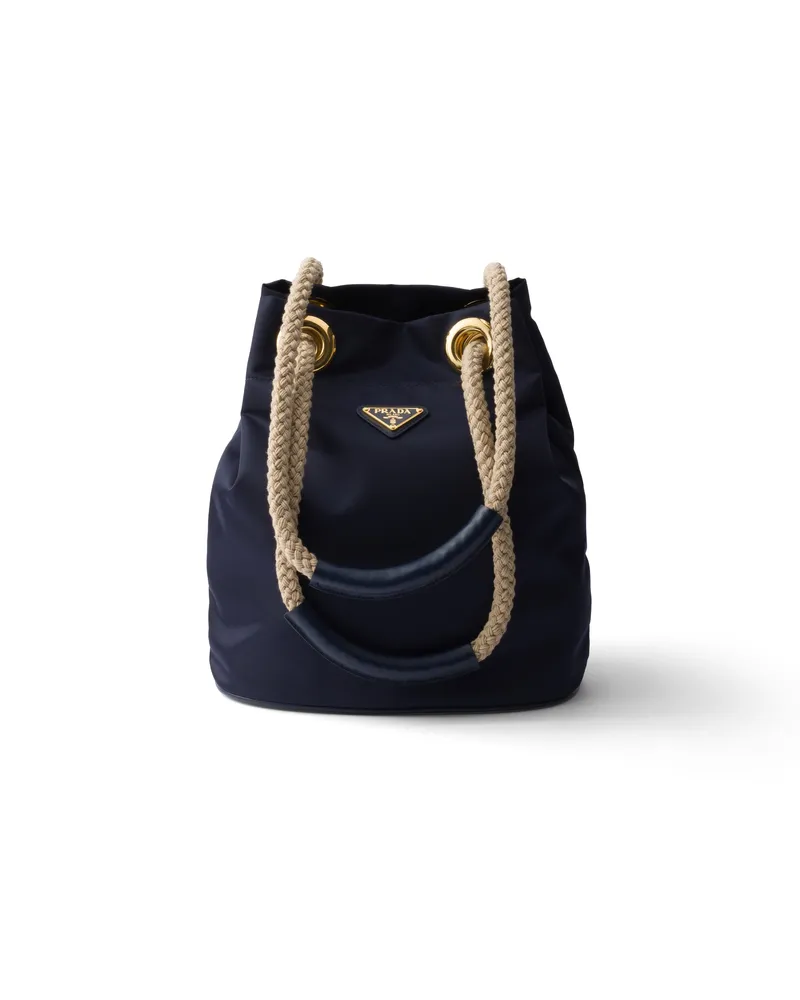 Prada Kleine  Mariner Bucket Bag Aus Re-nylon, Damen, Ostseeblau Ostseeblau