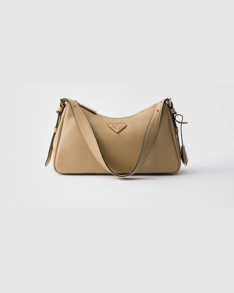 Prada Mittelgroße  Aimée Schultertasche aus Leder Sand