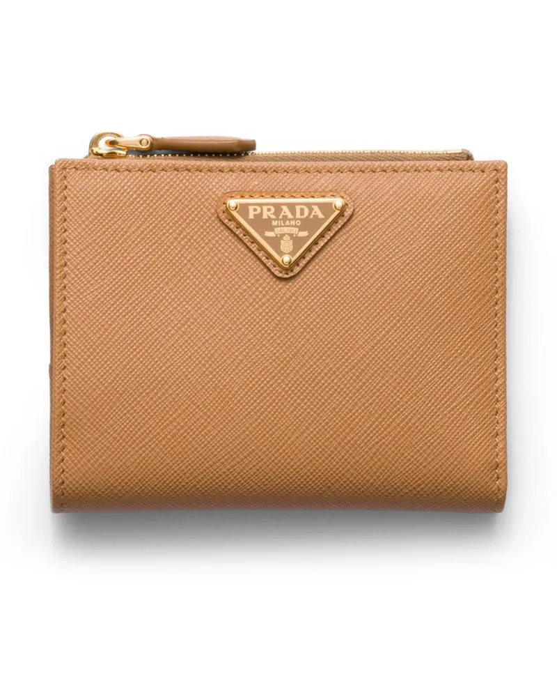 Prada Kleine Geldbörse Aus Saffiano-leder, Damen, Natur Natur