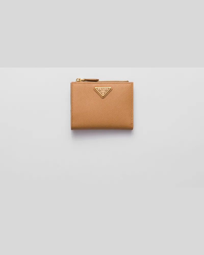 Prada Kleine Geldbörse aus Saffiano-Leder Natur