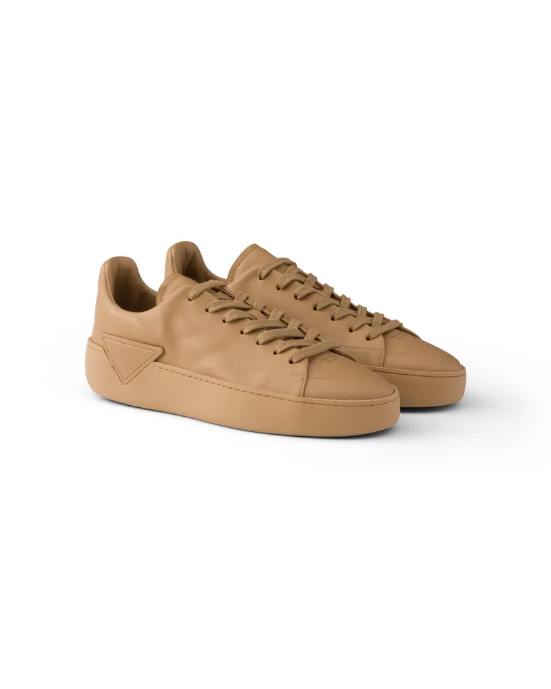 Prada Sneaker Court Aus Leder, Damen, Cappuccino, Größe Cappuccino