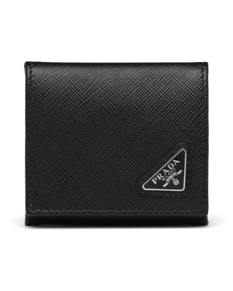 Prada Münzgeldbeutel aus Saffiano-Leder Schwarz