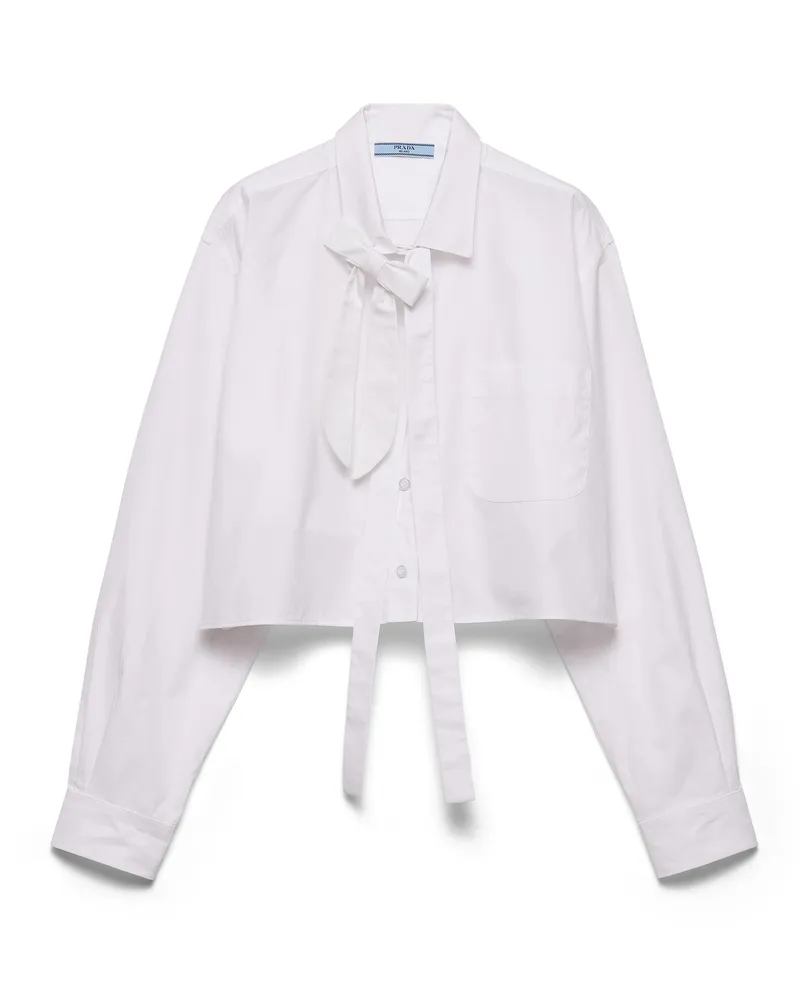 Prada Hemd Aus Popeline, Damen, Weiss, Größe Weiss