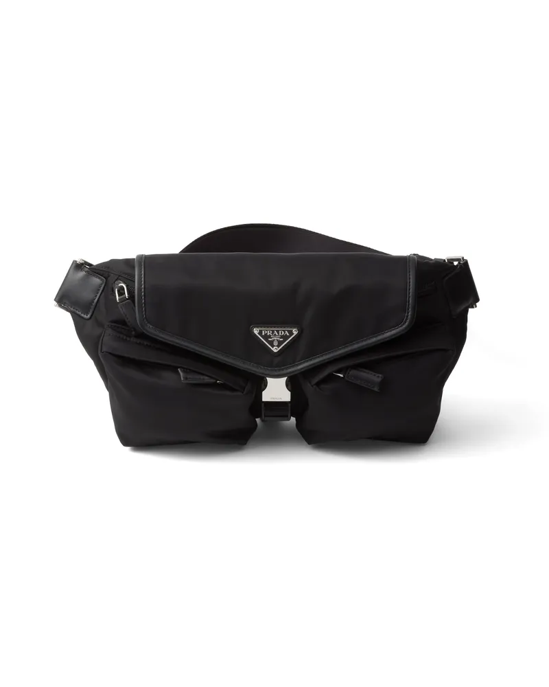 Prada Schultertasche Aus Re-nylon Und Leder, Herren, Schwarz Schwarz