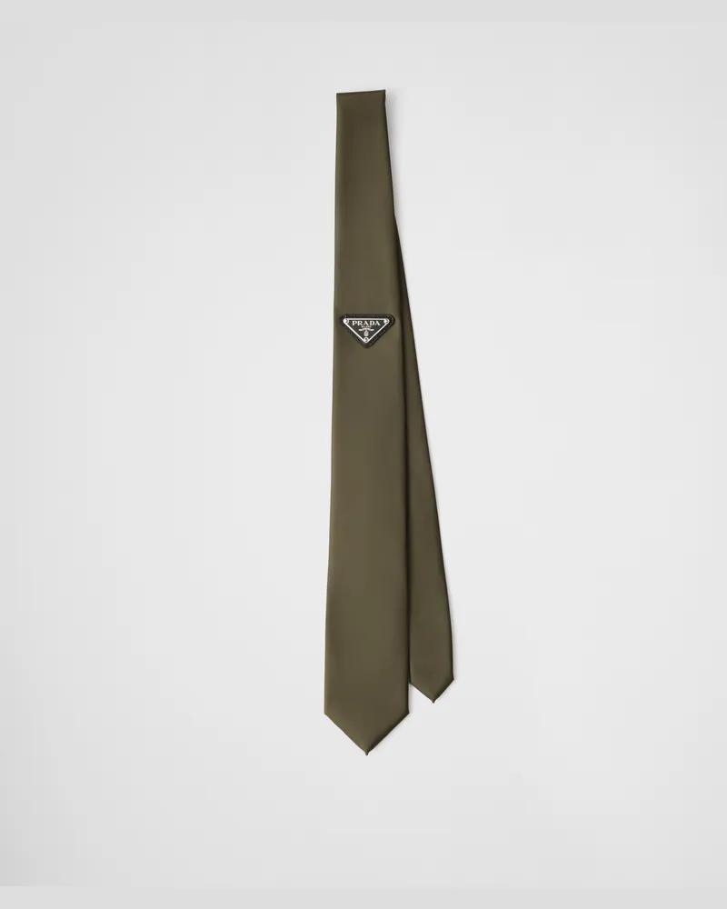 Prada Krawatte aus Gabardine Re-Nylon Militärgrün