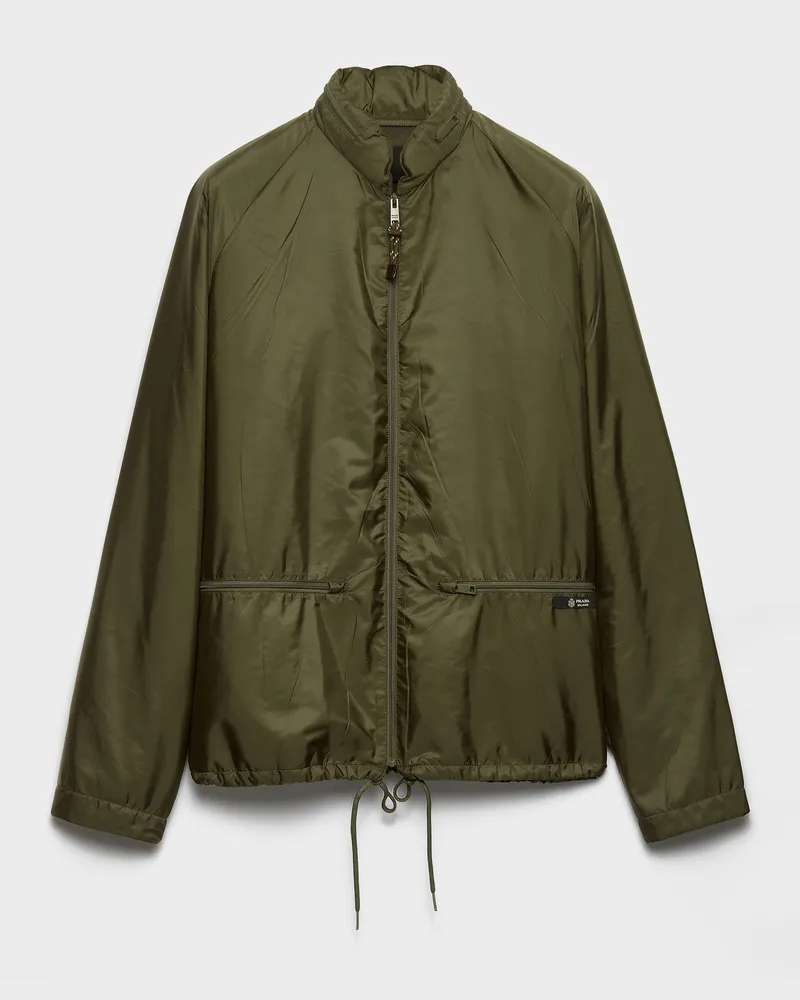 Prada Kapuzenjacke aus Re-Nylon Militärgrün