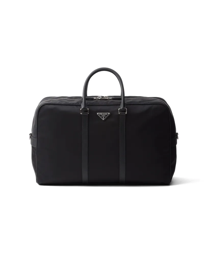 Prada Weekender Aus Re-nylon Und Saffiano-leder, , Schwarz Schwarz