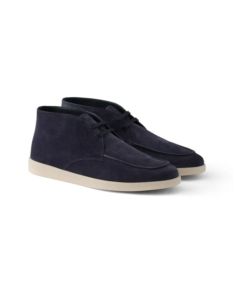 Prada Chukka Boots Aus Wildleder, Herren, Blau, Größe 12 Blau
