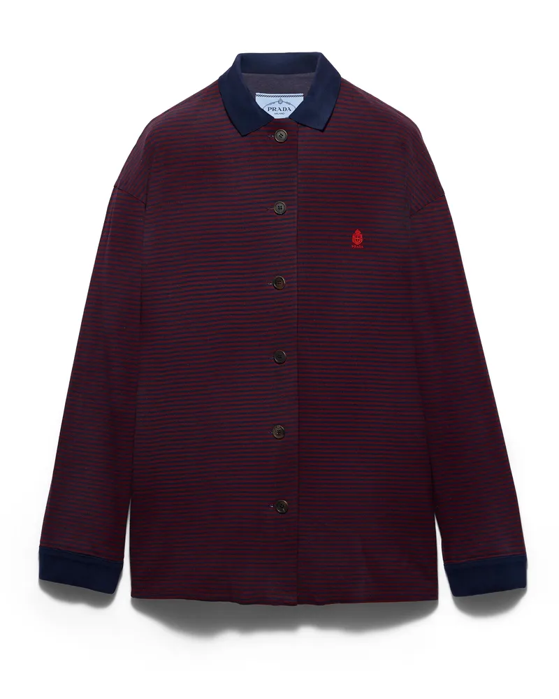 Prada Blousonjacke Aus Piqué, Damen, Granat/blau/tintenblau, Größe Granat