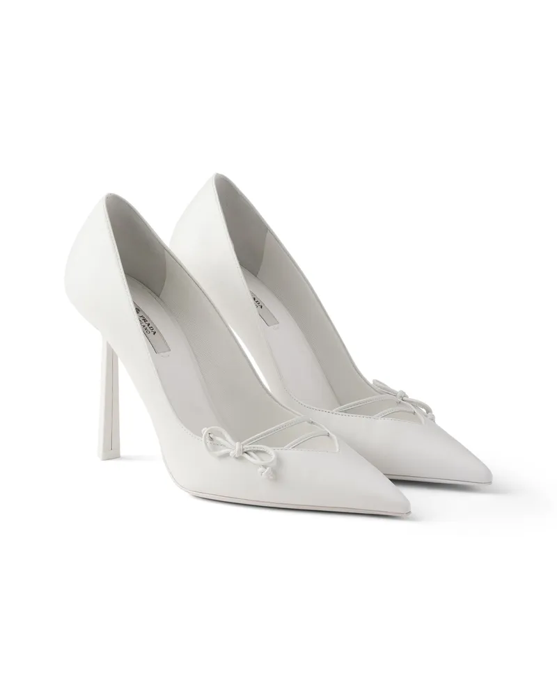 Prada Pumps Aus Leder, Damen, Weiss, Größe Weiss