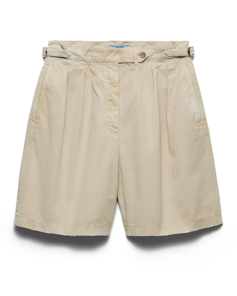 Prada Garment-dyed Shorts Aus Alter Gabardine, Damen, Sandbeige, Größe Sandbeige