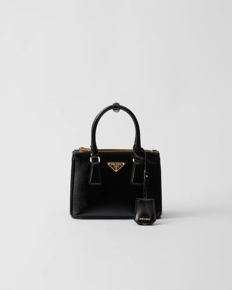 Prada Galleria Mini Bag aus Saffiano-Lackleder Schwarz