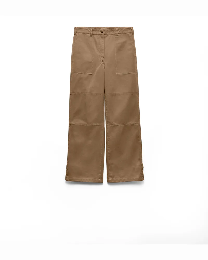 Prada Chino-hose Mit Weitem Bein, Damen, Lehmgrau, Größe Lehmgrau