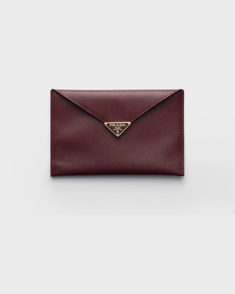 Prada Envelope-Clutch aus Saffiano-Leder Burgunderrot