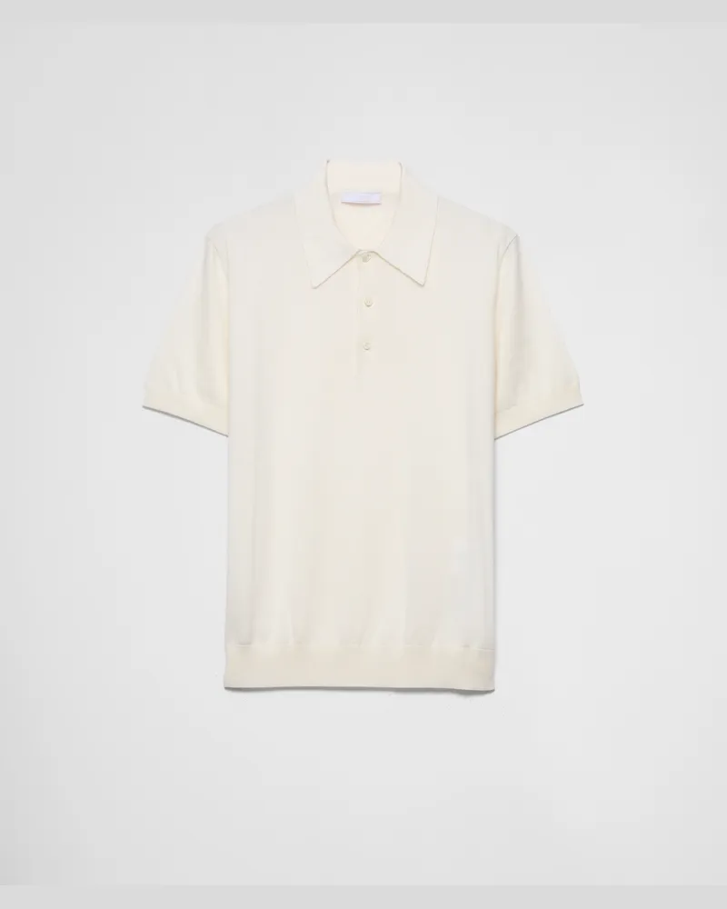 Prada Poloshirt aus Baumwolle Milchweiss