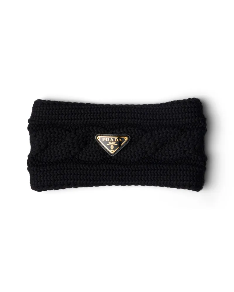 Prada Haarreif Aus Wolle, Damen, Schwarz Schwarz