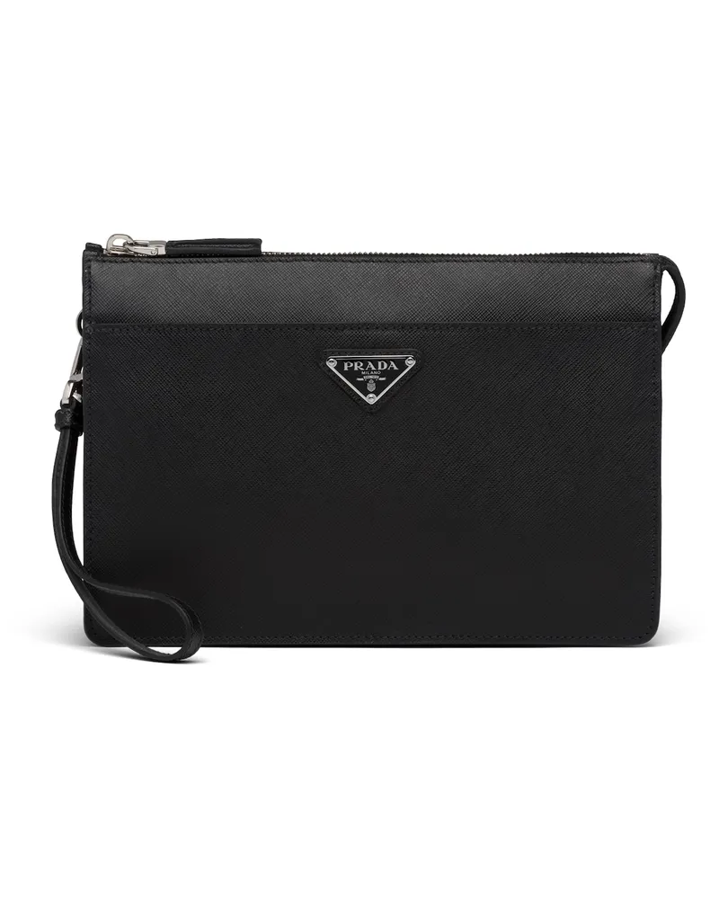 Prada Handtasche Für Herren Aus Saffiano-leder, Herren, Schwarz Schwarz