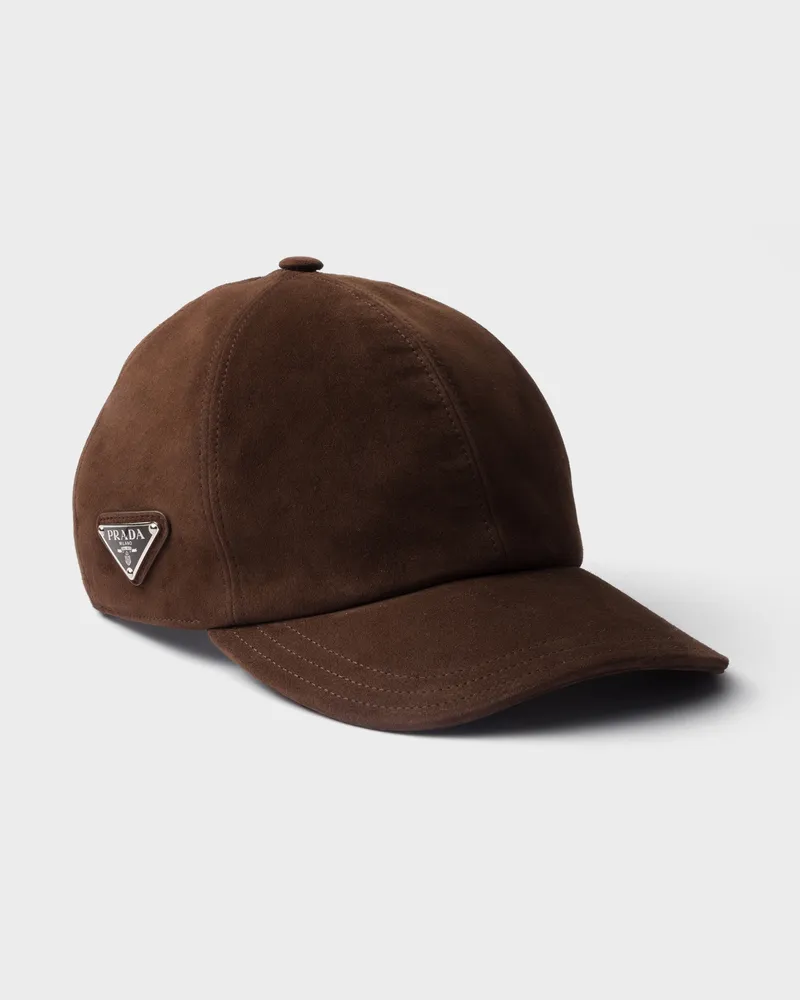 Prada Baseballkappe aus Wildleder Dunkelbraun