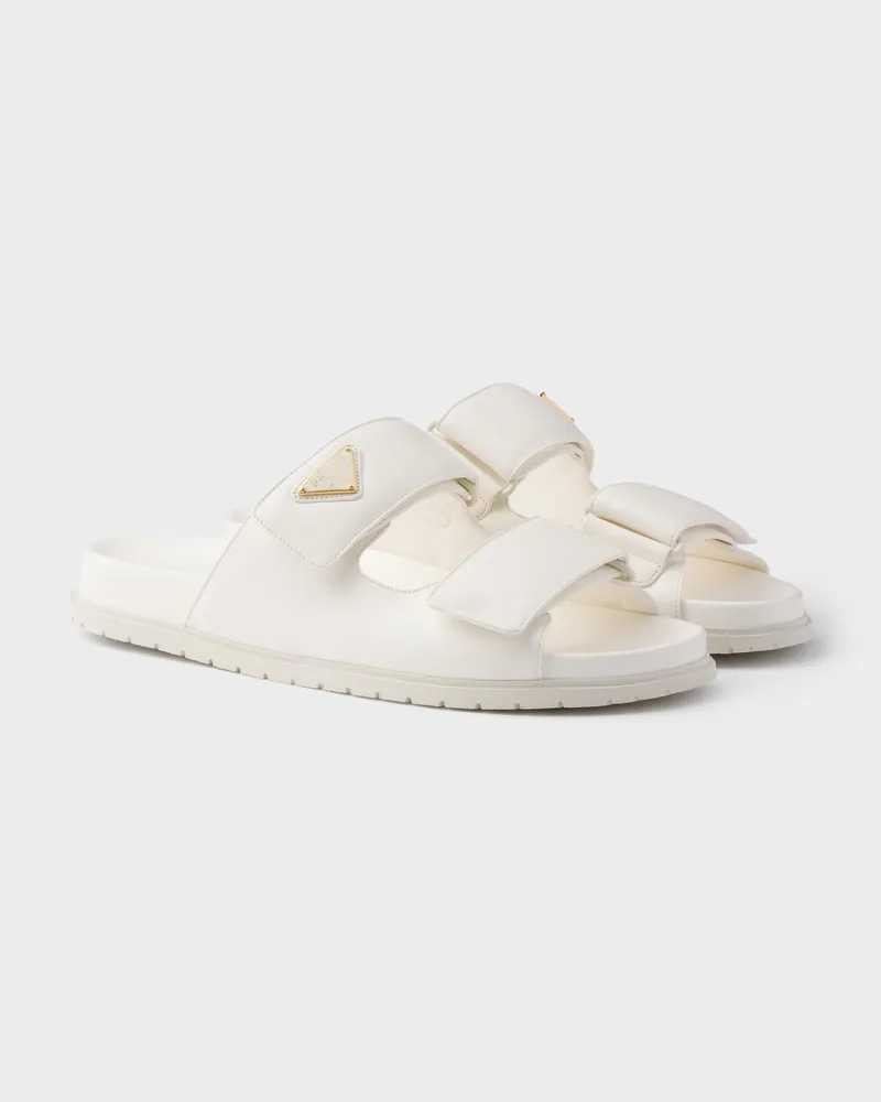 Prada Pantoletten aus Nappa-Leder Elfenbein