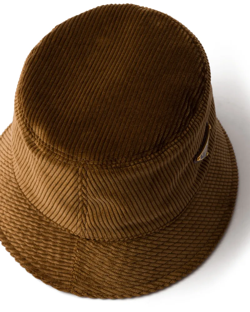 Prada Fischerhut Aus Cord, Damen, Tabak, Größe Tabak