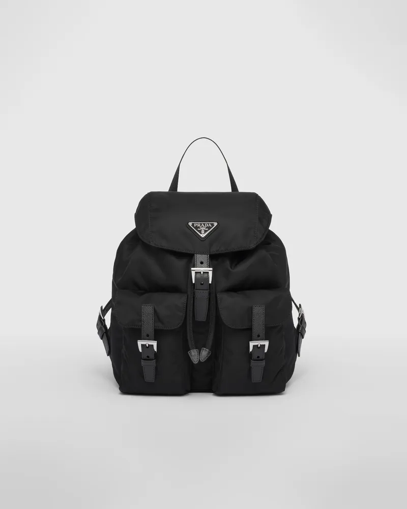 Prada Kleiner Rucksack aus Re-Nylon Schwarz
