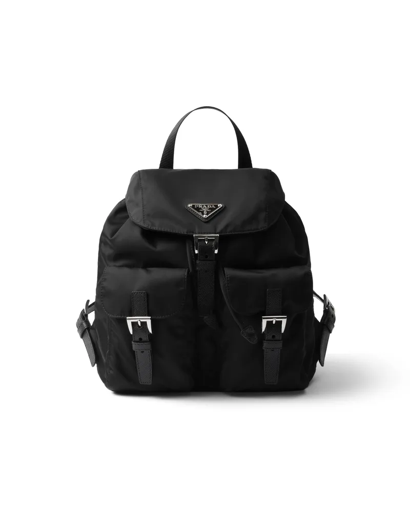 Prada Kleiner Rucksack Aus Re-nylon, Damen, Schwarz Schwarz
