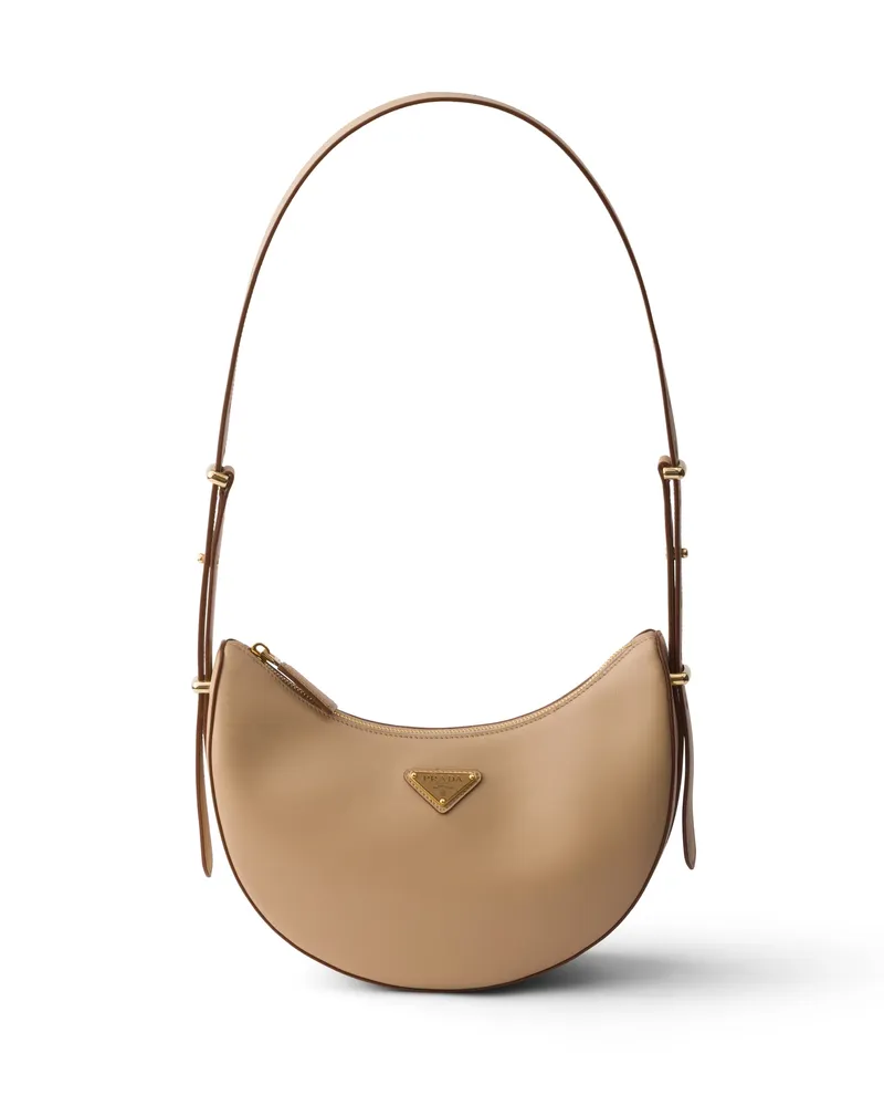 Prada Kleine  Arqué Schultertasche Aus Leder, Damen, Sandbeige Sandbeige