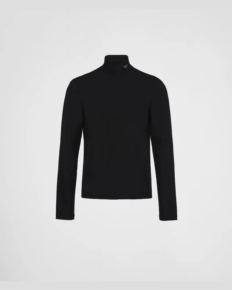 Prada Rollkragenpullover aus Stretch-Baumwolle Schwarz