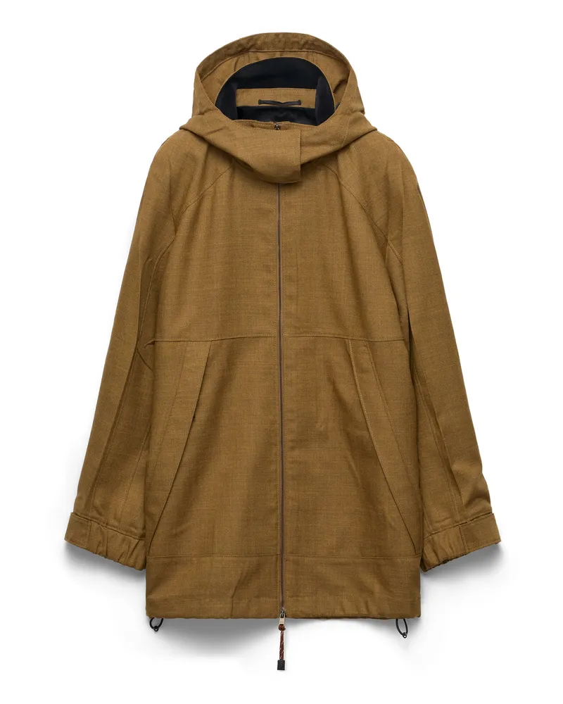 Prada Jacke Aus Mélange-hopsack-wolle, Damen, Zimt, Größe Zimt