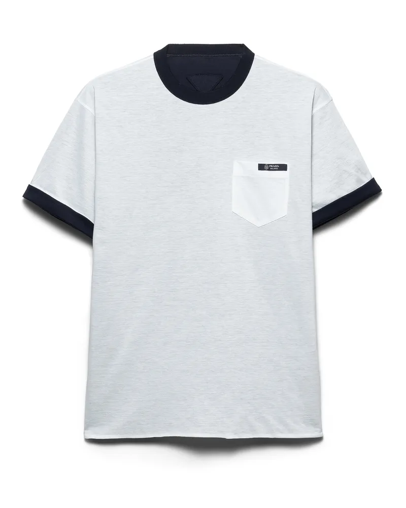 Prada Wendbares T-shirt Aus Baumwolle, Herren, Weiss/marineblau, Größe Weiss