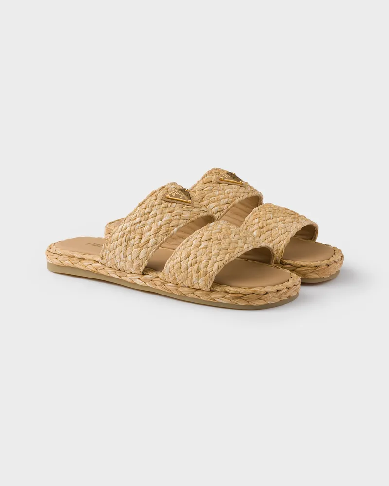 Prada Pantoletten aus Raphiabast Natur