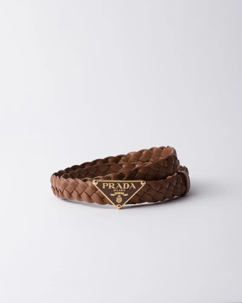 Prada Gürtel Aus Nappa-leder, Damen, Cognac, Größe Cognac