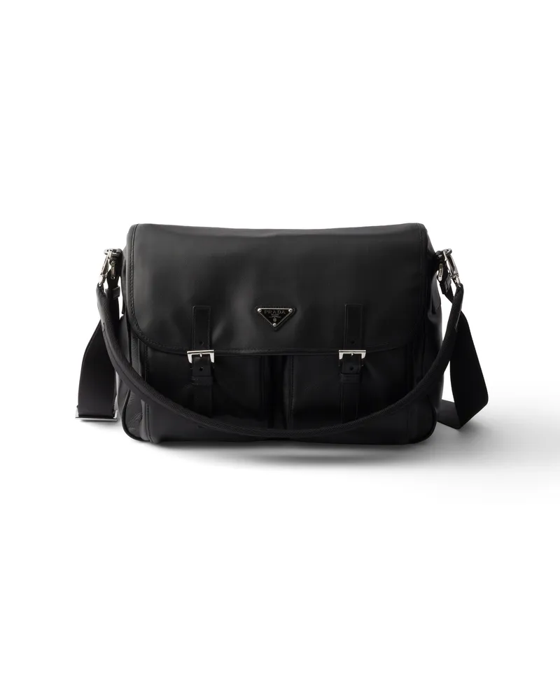 Prada Schultertasche Aus Leder, Herren, Schwarz Schwarz