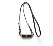 Smartphone-hülle Aus Metall Und Saffiano-leder, Damen, Schwarz