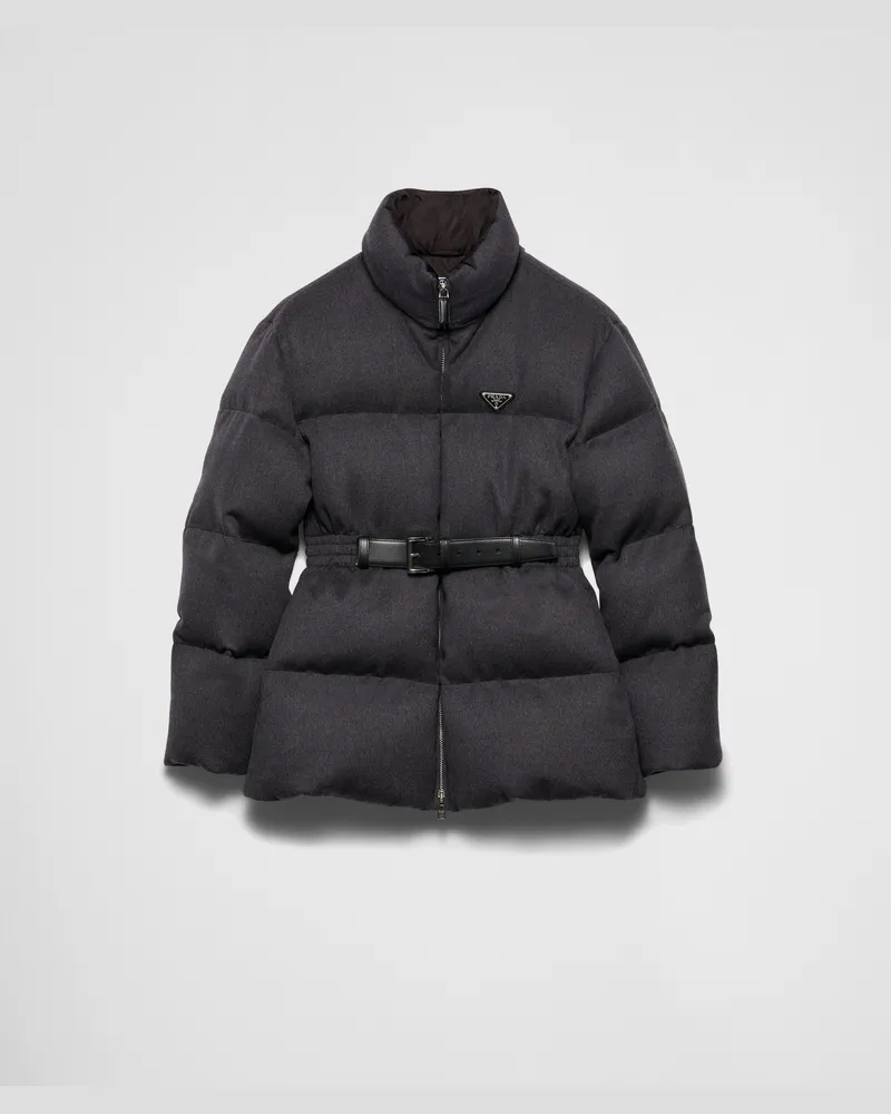 Prada Daunenjacke aus Flanell Schiefergrau