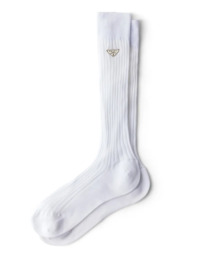 Prada Socken Aus Baumwolle, Damen, Weiss, Größe Weiss