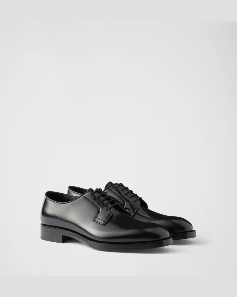 Prada Schnürschuhe aus gebürstetem Leder Schwarz