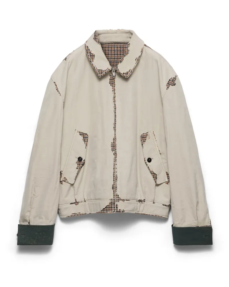 Prada Jacke Aus Verbundgewebe Und Dévoré-baumwolle, Herren, Kalkstein, Größe Kalkstein