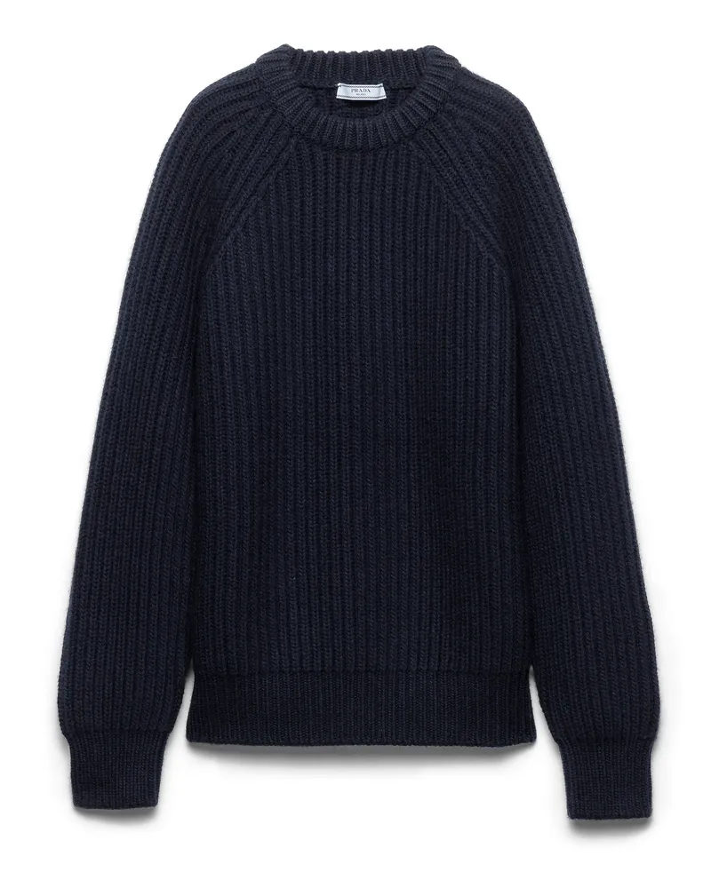 Prada Rundhalspullover Aus Wolle Und Kaschmir, Damen, Blau, Größe Blau