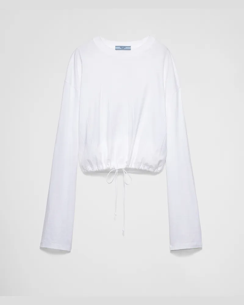 Prada Langärmliges T-Shirt aus Jersey Weiss