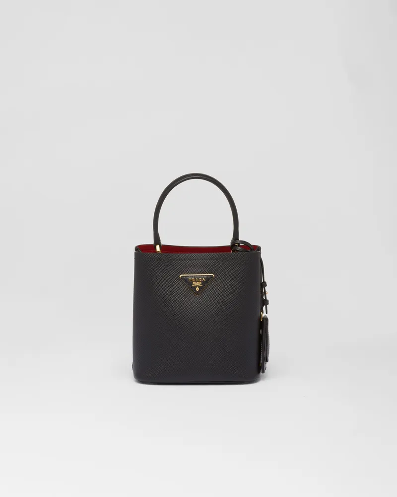 Prada Kleine  Panier Tasche aus Saffiano-Leder Black