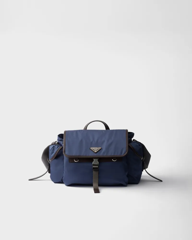 Prada Schultertasche aus Re-Nylon und Leder Aviation